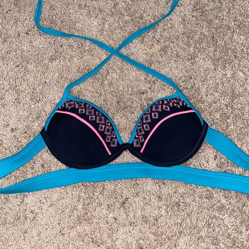 cute black/ teal push-up bikini
